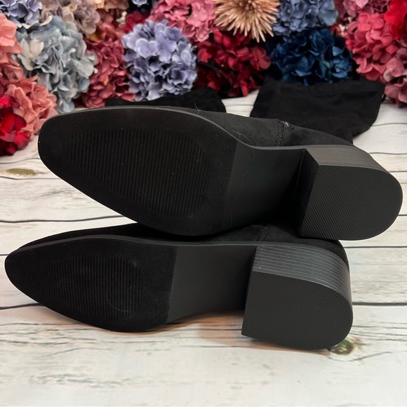 Black Over-the-Knee Faux Suede Heeled Boot - Picture 13 of 16